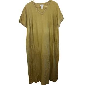 Vintage Bridgewater Studio 100% linen women’s v-neck maxi dress NWOT 22W